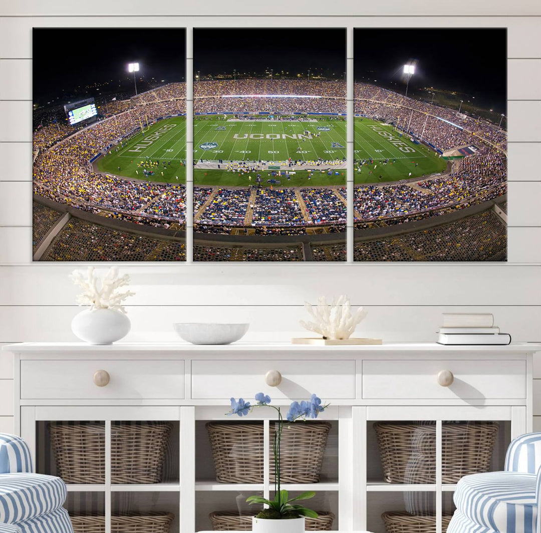 The University of Connecticut UCONN Huskies Football Team Print - East Hartford Pratt & Whitney Stadium Wall Art Canvas Print