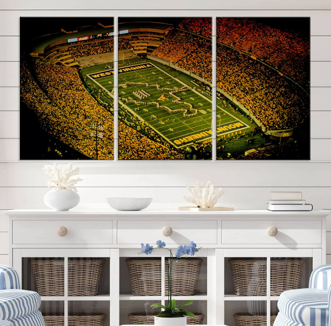 West Virginia University Mountaineers Football Team Print - Milan Puskar Stadium Canvas Print Wall Art, Morgantown City Print