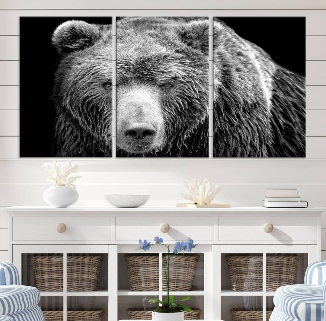 Grizzly Bear Canvas Print | Ready to Hang Wall Art | Rustic Farmhouse & Cabin Decor | Wildlife Artwork