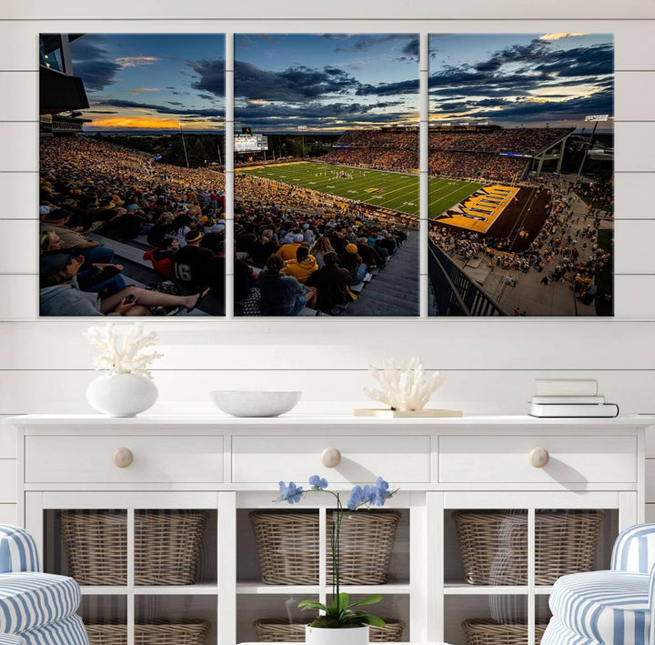 Cowboy Football War Memorial Stadium Wall Art | Ready to Hang Canvas Print of College Football Stadium at Sunset | Perfect for Sports Fans and Football Enthusiasts