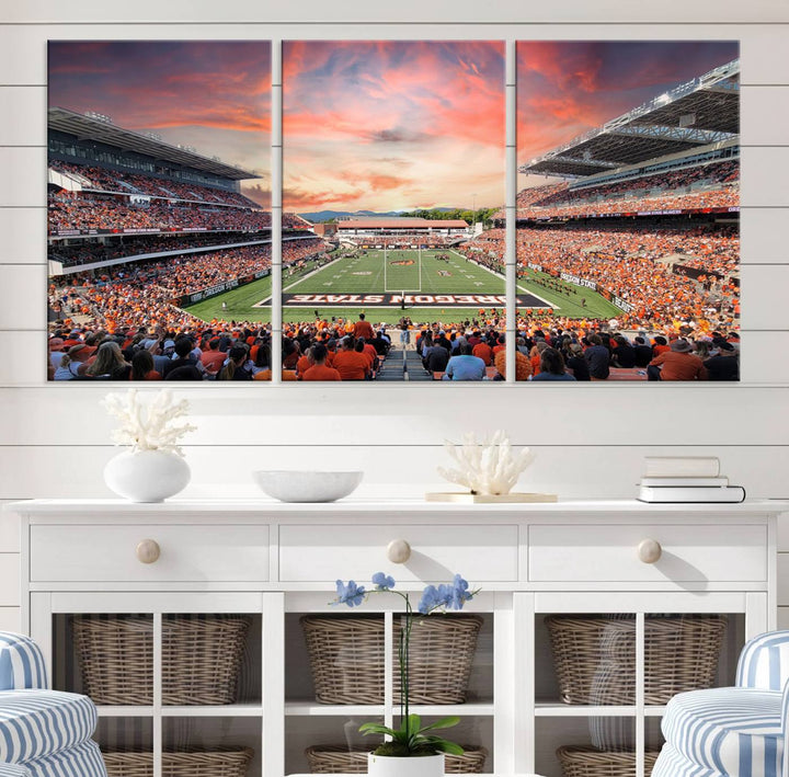 Oregon State Beavers Football Team Print - Corvallis Reser Stadium Wall Art Canvas Print