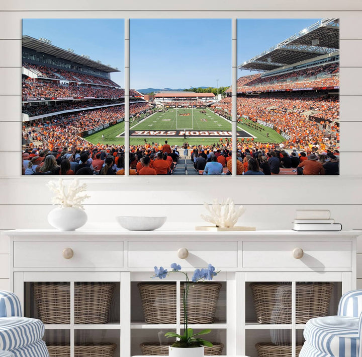 Oregon State Beavers Football Team Print - Corvallis Reser Stadium Wall Art Canvas Print