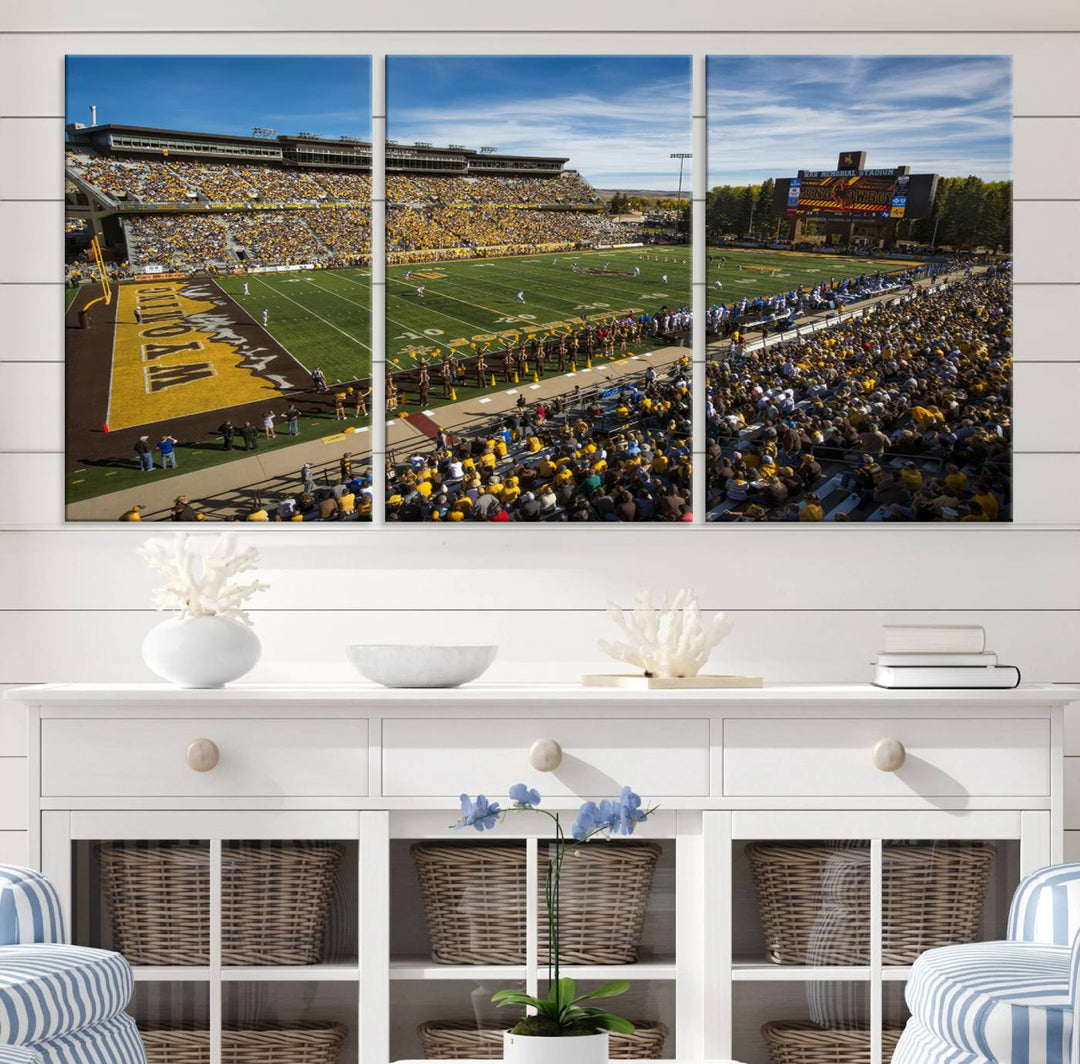 University of Wyoming Cowboys Football Team Print - Laramie Jonah Field at War Memorial Stadium Wall Art Canvas Print