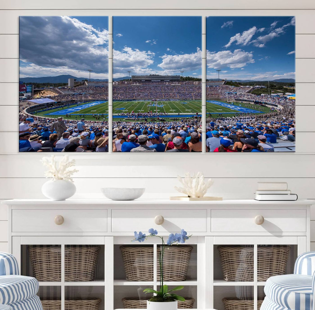 Air Force Falcons Football Team Print - Colorado Springs Falcon Stadium Wall Art Canvas Print