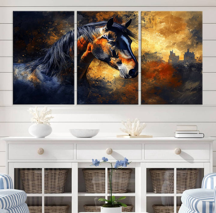Abstract Horse Art Print - Abstract Canvas Wall Art | Perfect for Rustic Farmhouse, Modern, or Equestrian Wall Decor | Horse Lovers Home Decor