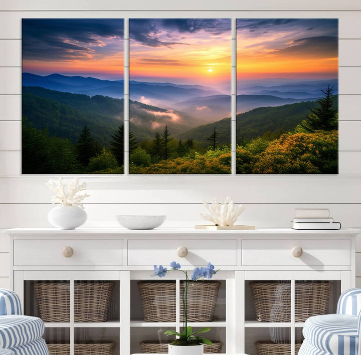 Majestic Mountain Sunrise Landscape Wall Art | Canvas Print Ready to Hang | Perfect for Farmhouse Wall Decor, Cabin Wall Art, Nature Lover’s Retreat