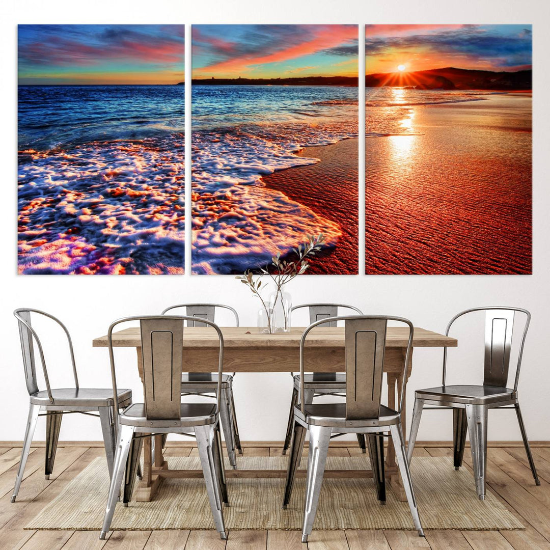 Hawaii Beach and Sunset Wall Art Canvas Print