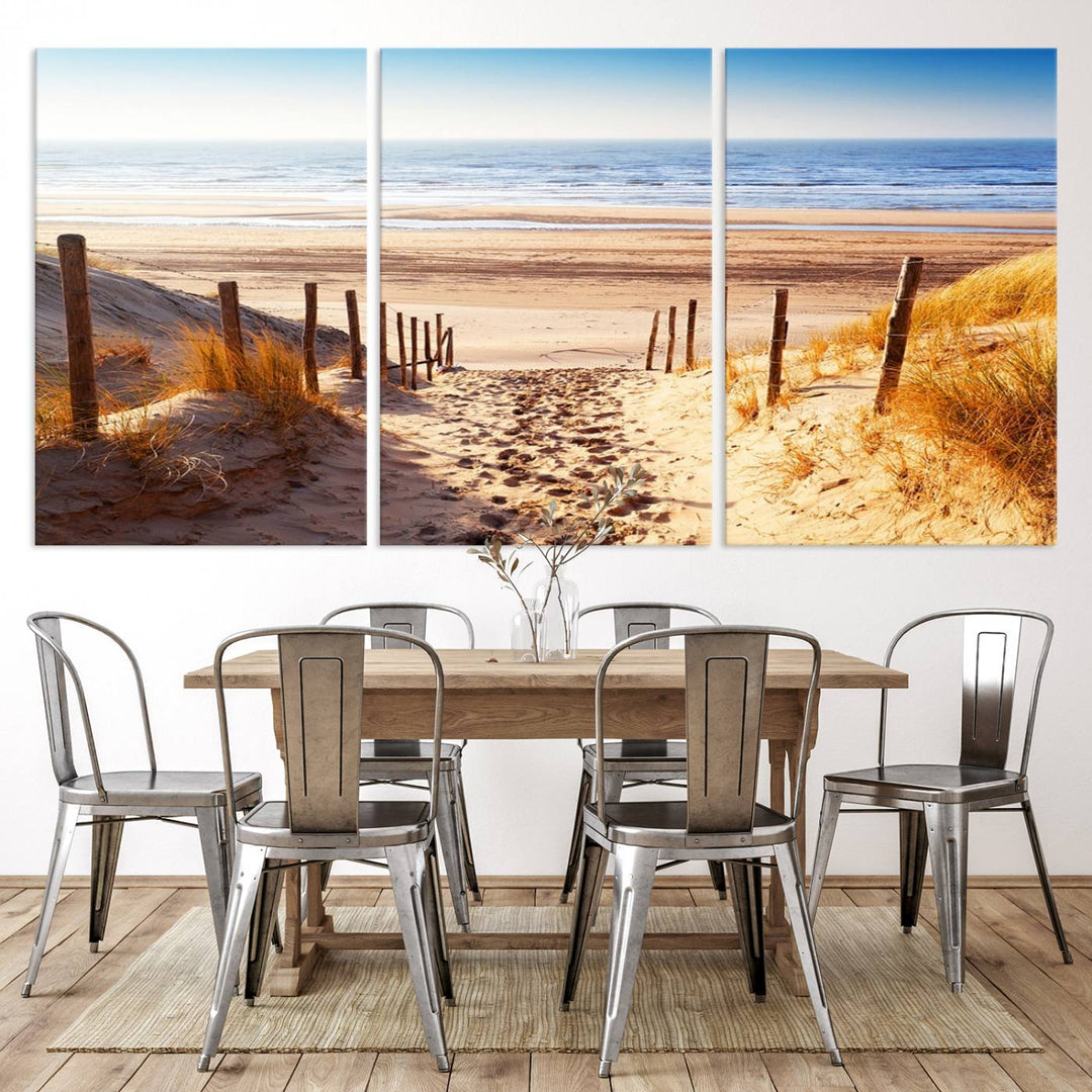 Serene Beach Path Canvas Art, Giclee Canvas Print with Gallery Wrap, Coastal Sand Dunes Wall Art Featuring Canon Print Quality