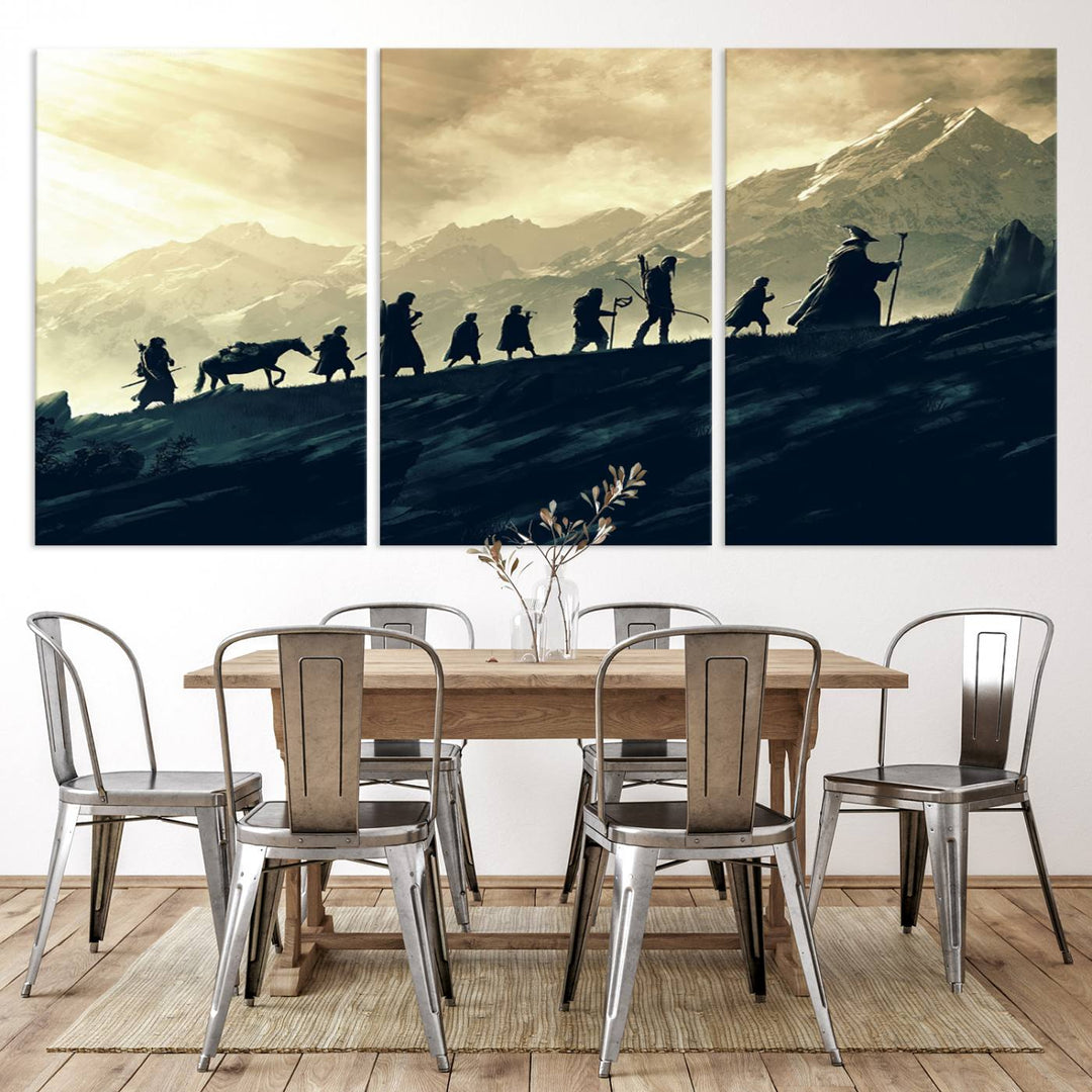 The living room features Lord of the Rings Silhouette Wall Art, capturing the epic quest through Middle-Earth.