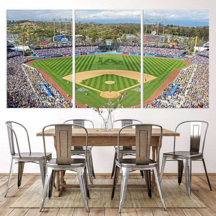 Aerial view of a sunny game day at Citi Field, captured in a 3-panel canvas print wall art.