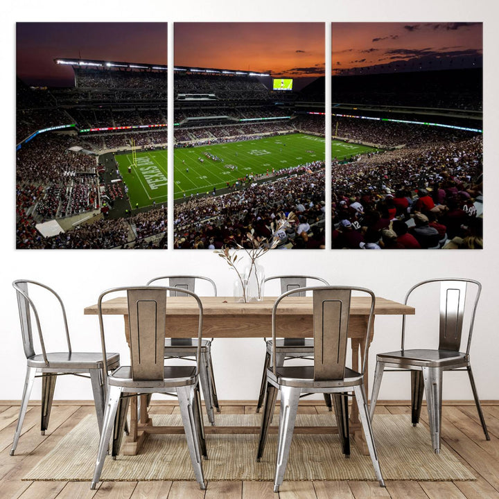 Canvas print of the Texas A&M University Aggies football team at Kyle Field Stadium.