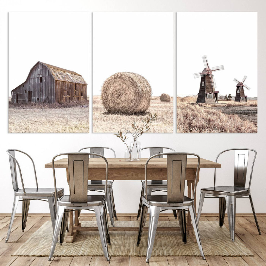 Farm Prints Set, Set of 3 Farmhouse Wall Art, Country House Decor, Barn Print, Wheat Print, Farmhouse Wall Art, Gallery Wall Art, Farm Print