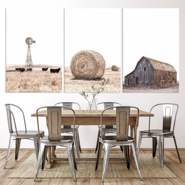 Farm Prints Set, Set of 6 Farmhouse Wall Art, Country House Decor, Barn Print, Wheat Print, Farmhouse Wall Art, Gallery Wall Art, Farm Print