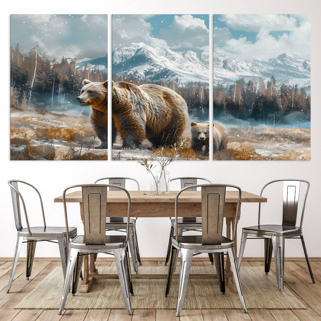 Bear and Baby Bear Wall Art Canvas Print is perfect nursery decor.