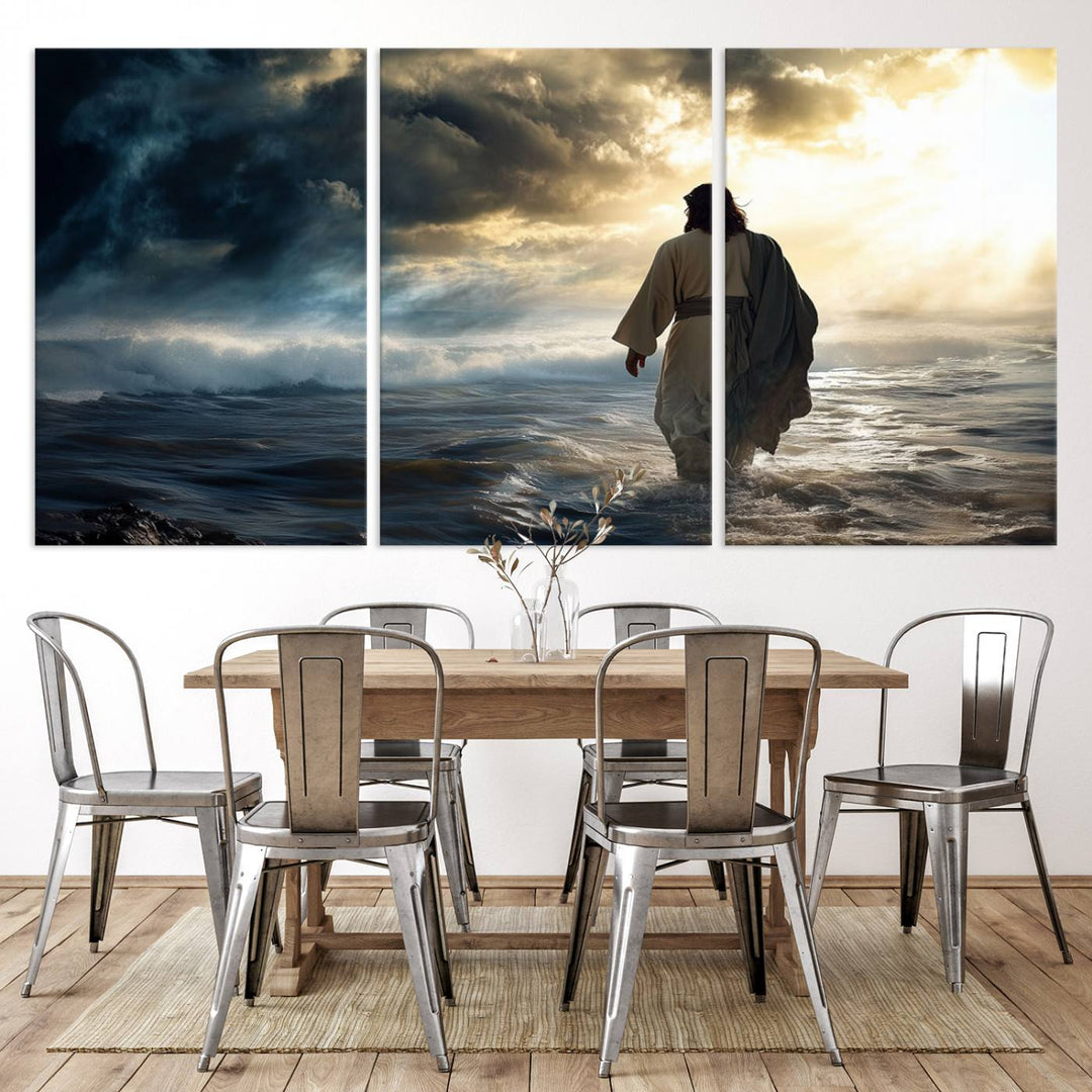 Jesus Walking on Water Wall Art | Canvas Print | Ready to Hang | Christian Home Decor | Spiritual Faith Wall Art | Inspirational Religious Wall Decor