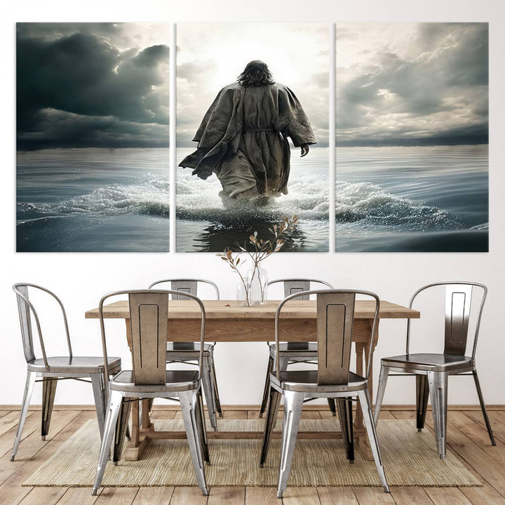 Jesus Walking on Water Wall Art | Canvas Print | Ready to Hang | Christian Home Decor | Spiritual Faith Wall Art | Inspirational Religious Wall Decor