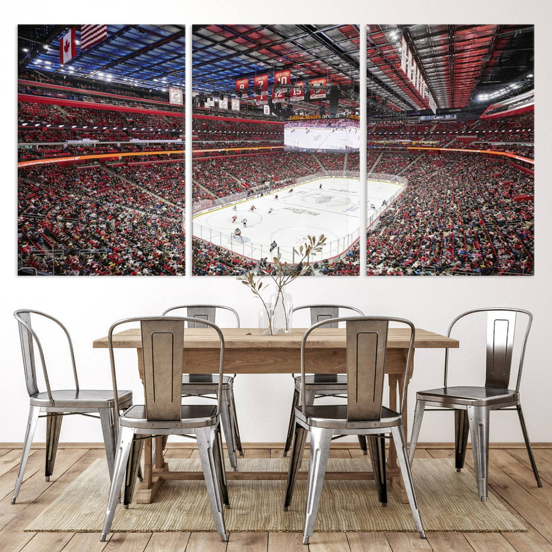 Barton Malow Little Caesars Arena Detroit Wall Art Canvas Print - Detroit Hockey and Basketball Stadium Print