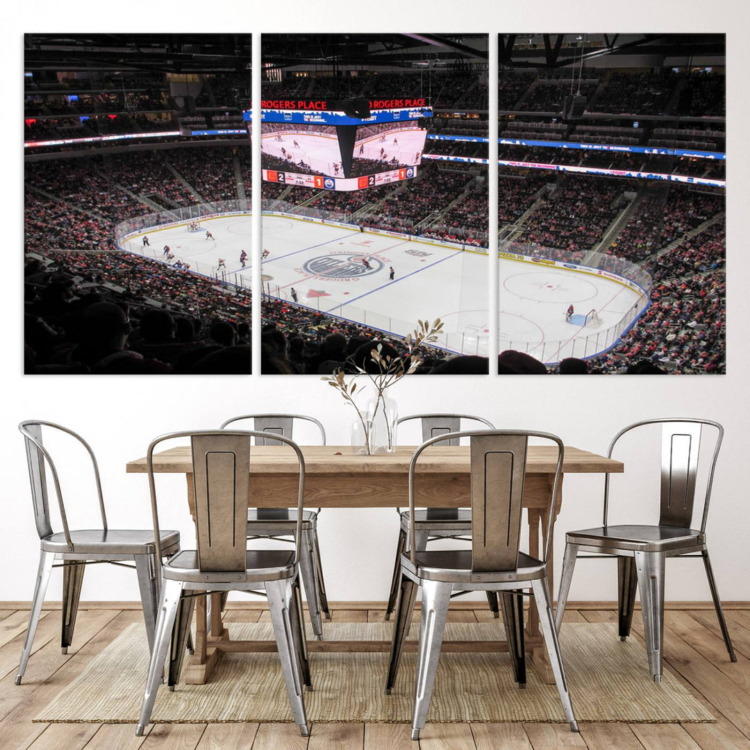 Rogers Place Edmonton Oilers Ice Hockey Stadium Wall Art Canvas Print