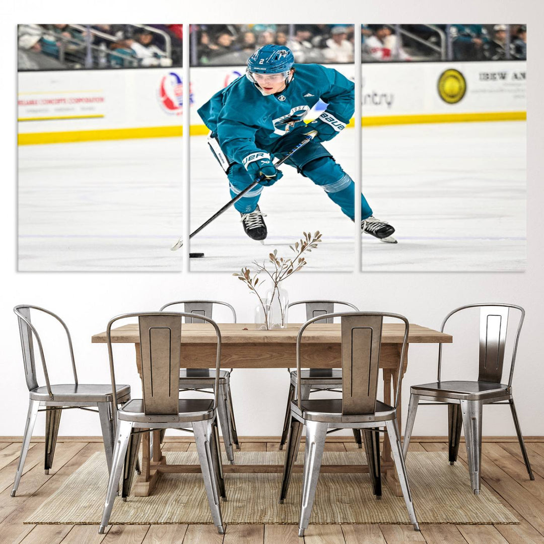 San Jose SharksIce Hockey Player Wall Art Canvas Print