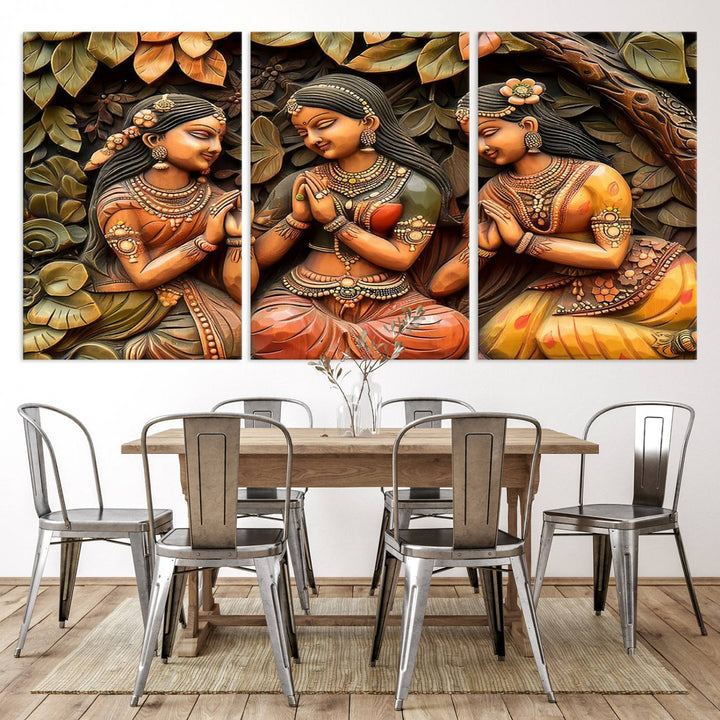 Indian Woman Statue Wall Art Canvas Print