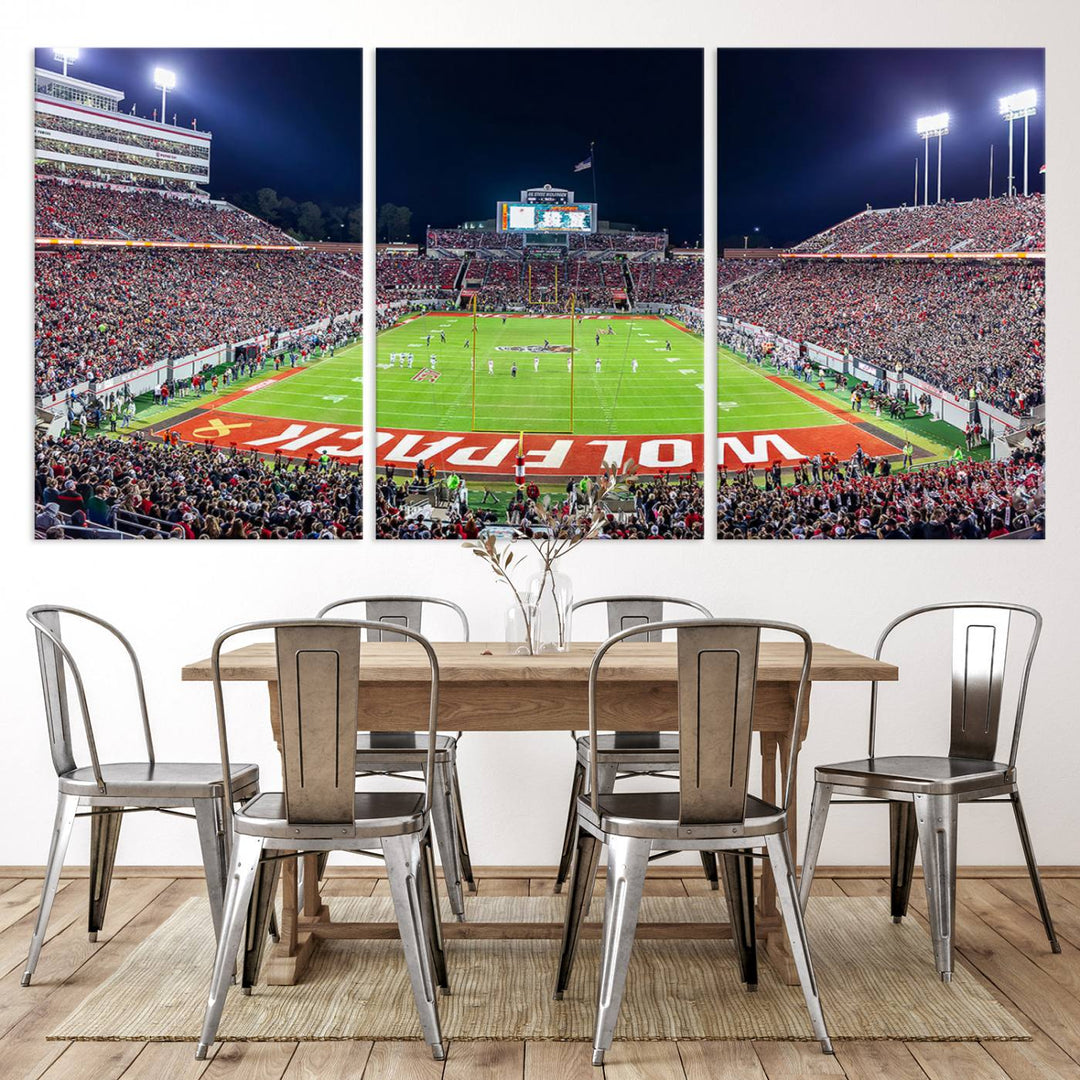 NC State Wolfpack Football Team Print - Raleigh Carter-Finley Stadium Wall Art Canvas Print