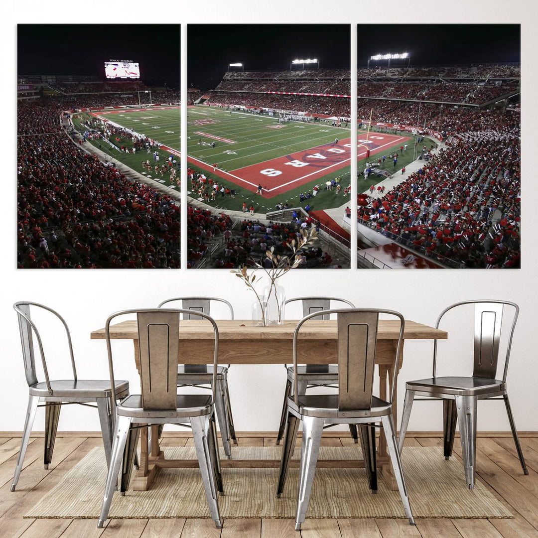 Houston Cougars Football Team Print - Houston TDECU Stadium Wall Art Canvas Print