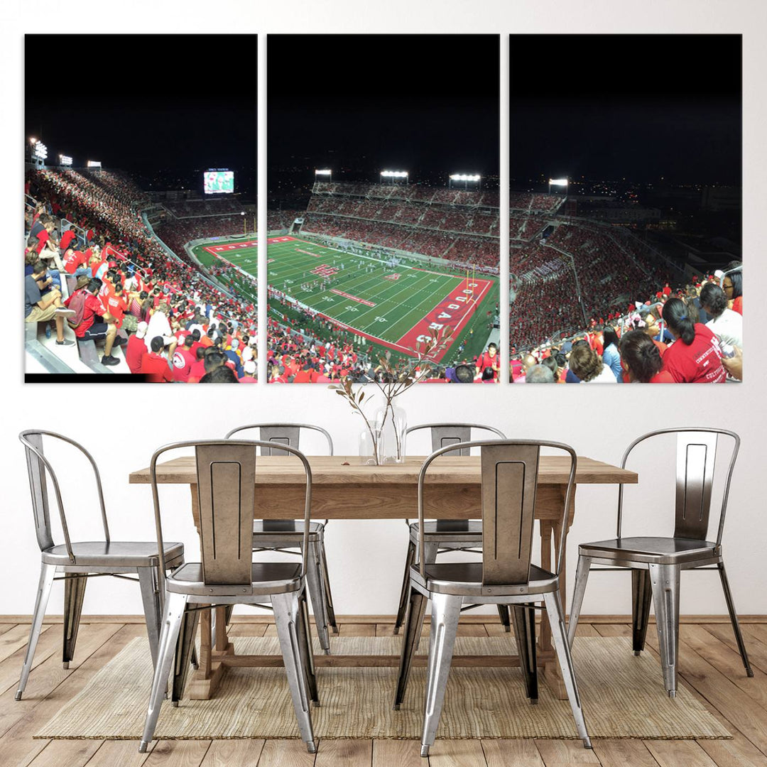 Houston Cougars Football Team Print - Houston TDECU Stadium Wall Art Canvas Print