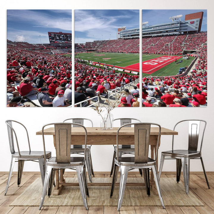 Utah Utes Football Team Print - Salt Lake City Rice-Eccles Stadium Wall Art Canvas Print