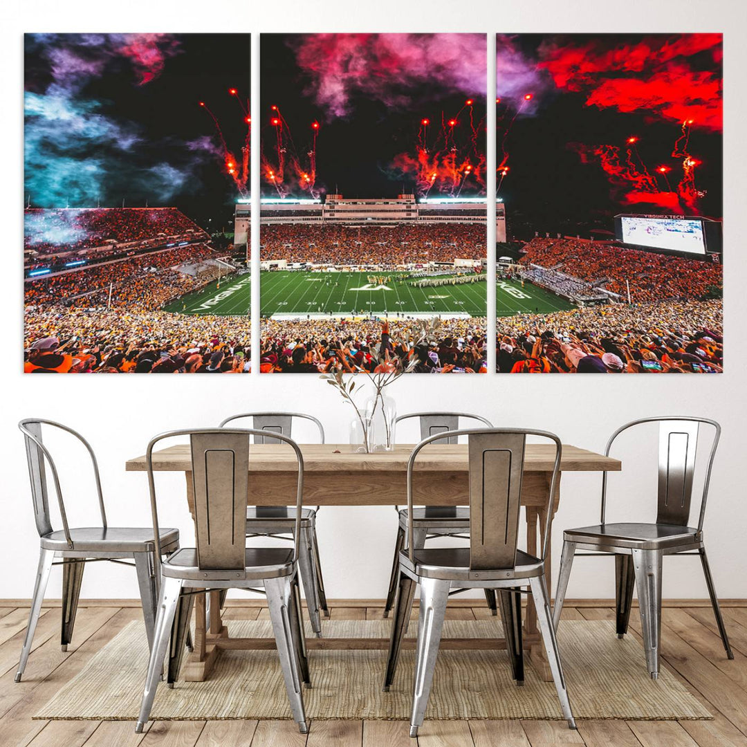 Virginia Tech Hokies Football Team Print - Blacksburg Lane Stadium Wall Art Canvas Print