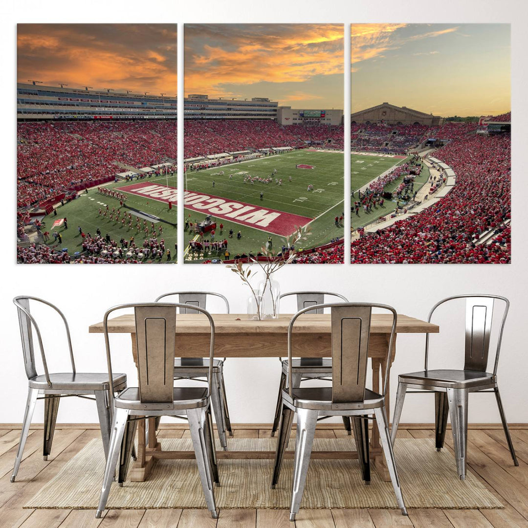 Wisconsin Badgers Football Team Print - Madison Camp Randall Stadium Wall Art Canvas Print