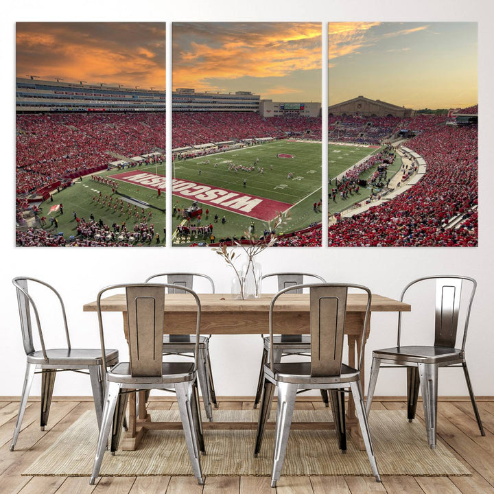 Wisconsin Badgers Football Team Print - Madison Camp Randall Stadium Wall Art Canvas Print