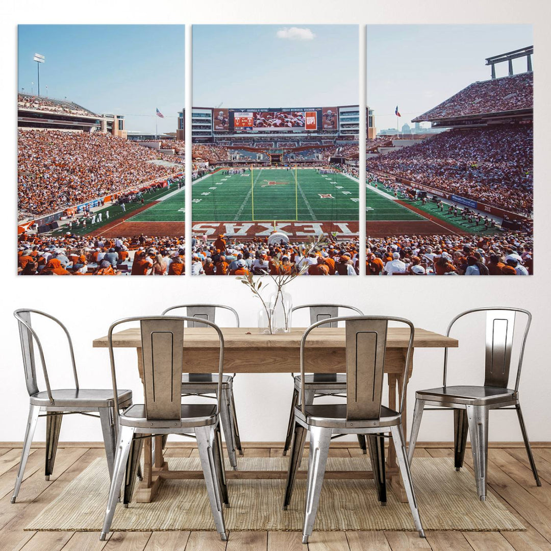 University of Texas Longhorns Football Team Print - Austin Darrell K Royal-Texas Memorial Stadium at Campbell-Williams Field Wall Art Canvas Print