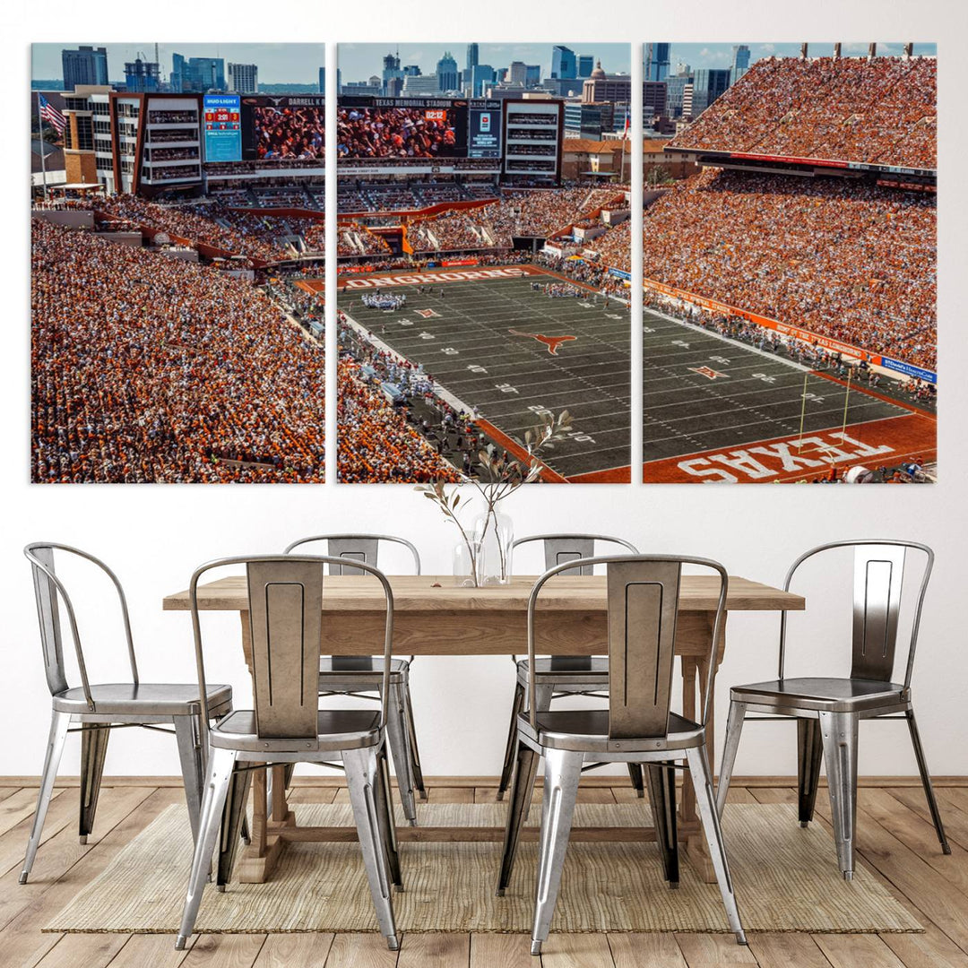 University of Texas Longhorns Football Team Print - Austin Darrell K Royal-Texas Memorial Stadium Wall Art Canvas Print