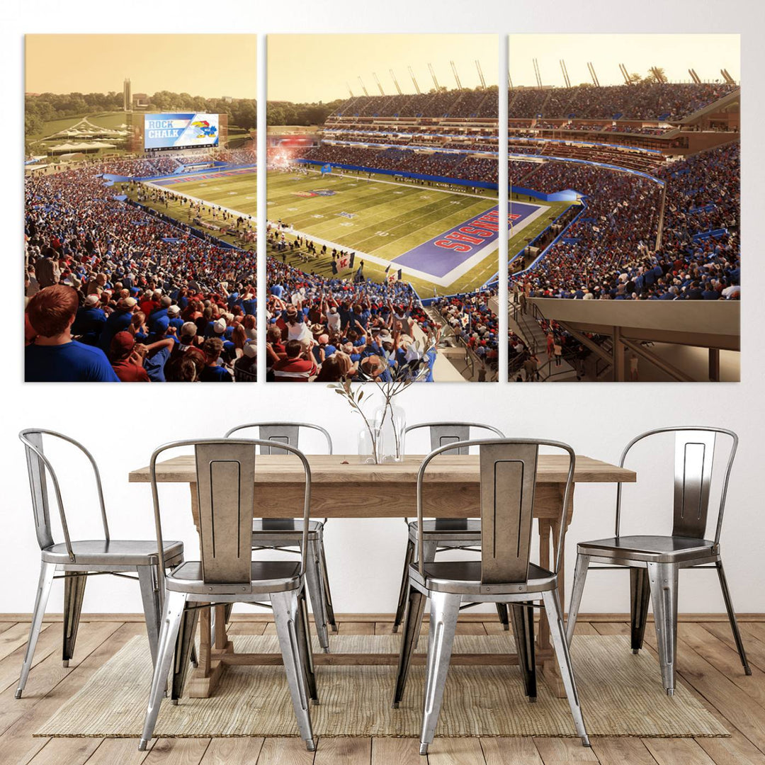 University of Kansas Jayhawks Football Team Print - Lawrence Kansas Memorial Stadium Wall Art Canvas Print