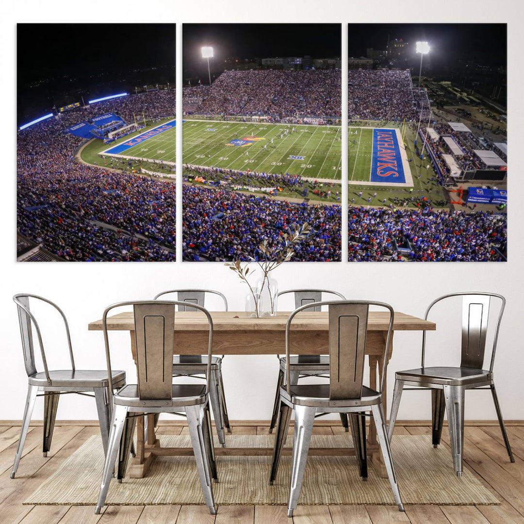 University of Kansas Jayhawks Football Team Print - Lawrence Kansas Memorial Stadium Wall Art Canvas Print