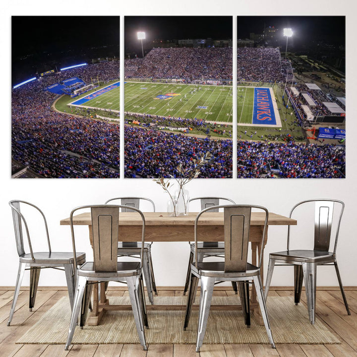 University of Kansas Jayhawks Football Team Print - Lawrence Kansas Memorial Stadium Wall Art Canvas Print