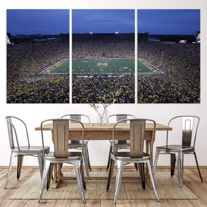 University of Michigan Wolverines Football Team Print - Ann Arbor Michigan Stadium Wall Art Canvas Print