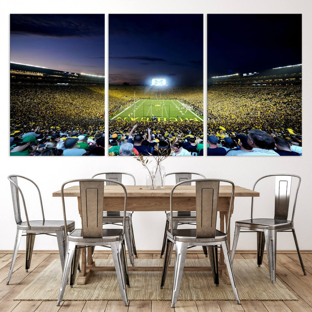 University of Michigan Wolverines Football Team Print - Ann Arbor Michigan Stadium Wall Art Canvas Print