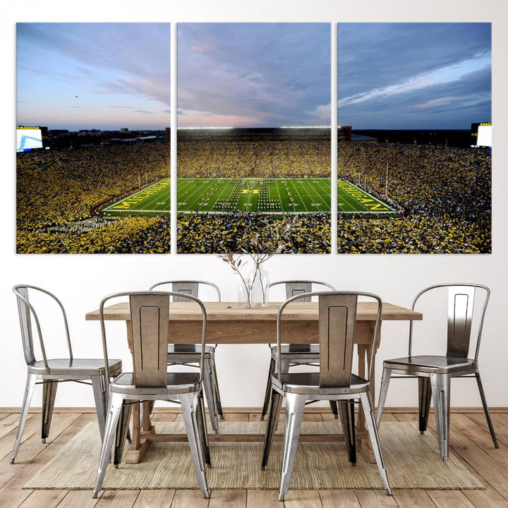 University of Michigan Wolverines Football Team Print - Ann Arbor Michigan Stadium Wall Art Canvas Print