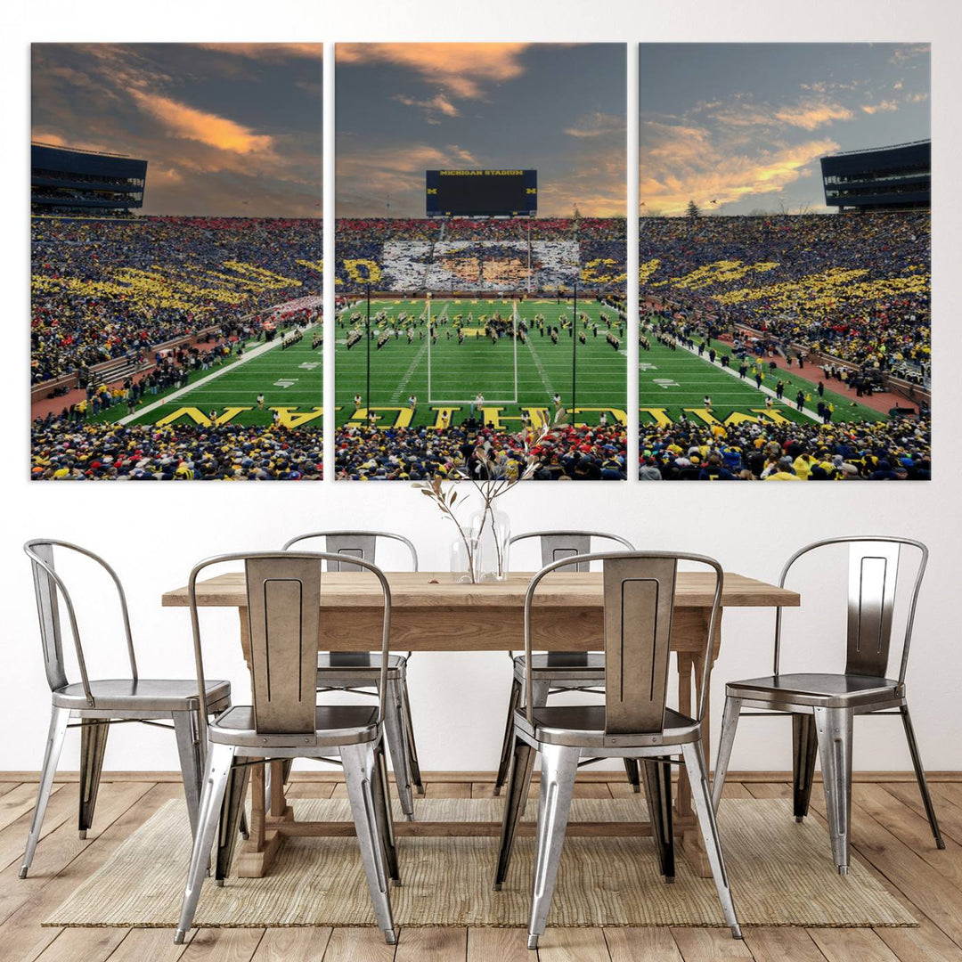 University of Michigan Wolverines Football Team Print - Ann Arbor Michigan Stadium Wall Art Canvas Print