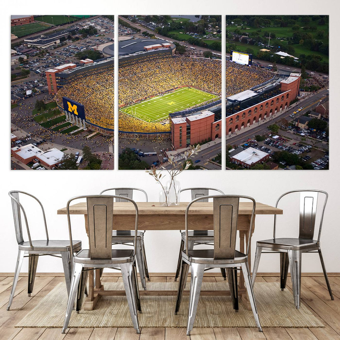 University of Michigan Wolverines Football Team Print - Ann Arbor Michigan Stadium Wall Art Canvas Print