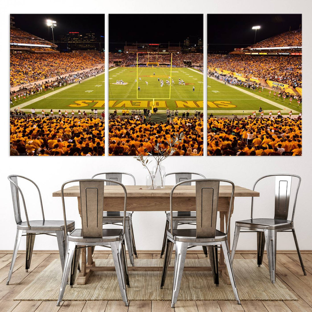 ASU Sun Devils Football Team Print - Phoenix Mountain America Stadium Wall Art Canvas Print