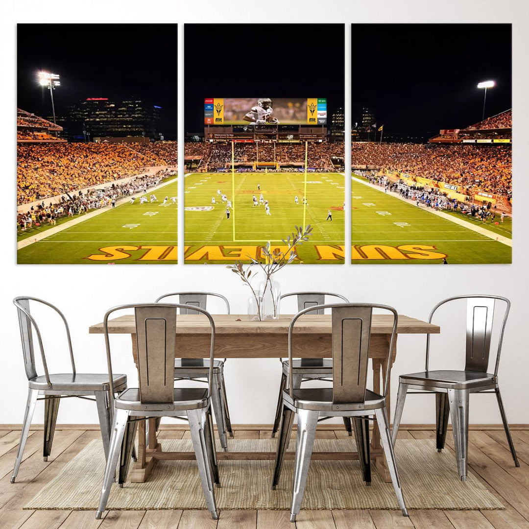 ASU Sun Devils Football Team Print - Phoenix Mountain America Stadium Wall Art Canvas Print