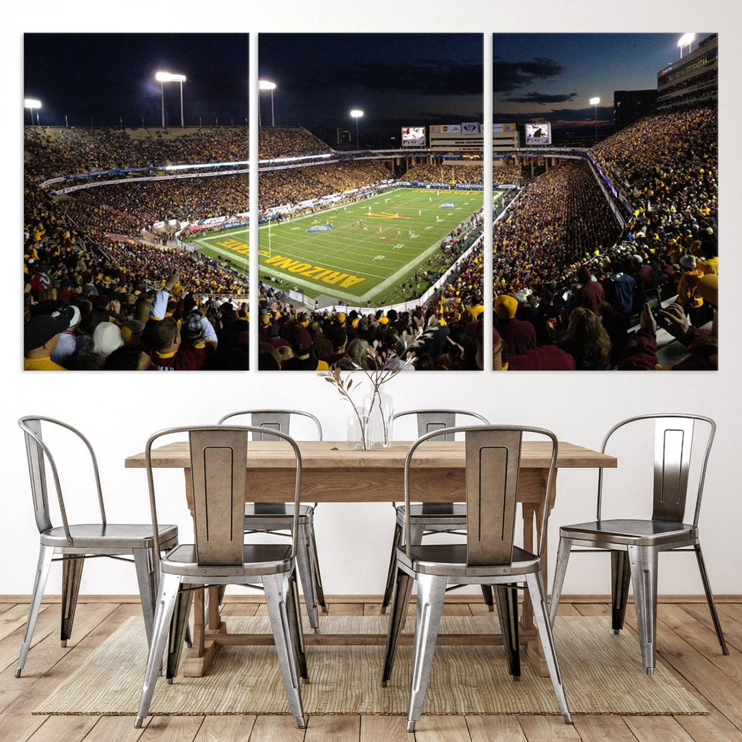 ASU Sun Devils Football Team Print - Phoenix Mountain America Stadium Wall Art Canvas Print