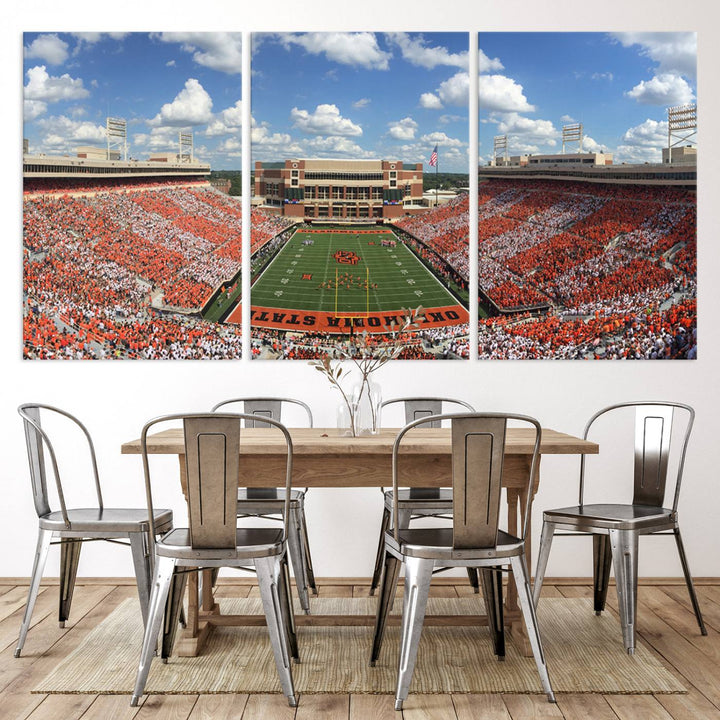 Oklahoma State Cowboys Football Team Print - Stillwater Boone Pickens Stadium Wall Art Canvas Print