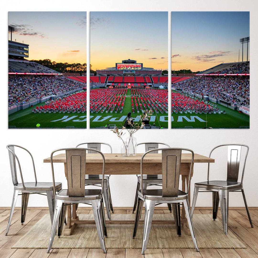 NC State Wolfpack Football Team Print - Raleigh Carter-Finley Stadium Wall Art Canvas Print