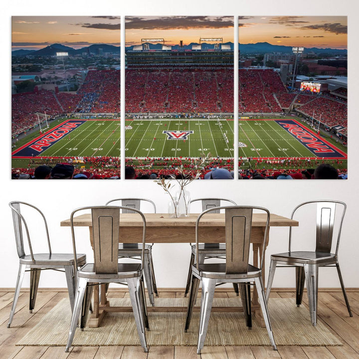 Arizona Wildcats Football Team Print - Tucson Arizona Stadium Wall Art Canvas Print