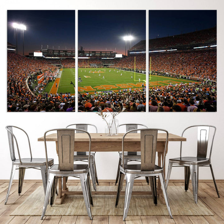 Clemson University Tigers Football Team Print - Clemson Memorial Stadium Wall Art Canvas Print