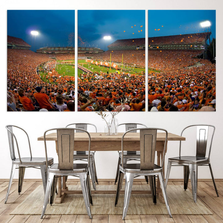 Clemson University Tigers Football Team Print - Clemson Memorial Stadium Wall Art Canvas Print