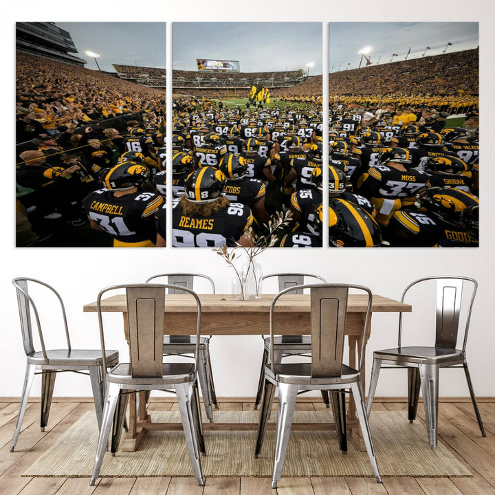 Iowa University Hawkeyes Football Team Print - Iowa City Kinnick Stadium Wall Art Canvas Print